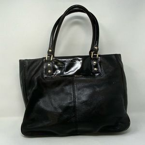 Kate Spade Black Leather Tote with Patent Leather